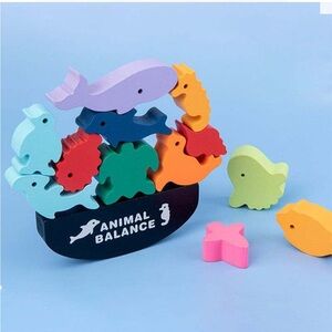 Colorful Wooden staking sea world animals Balance Game